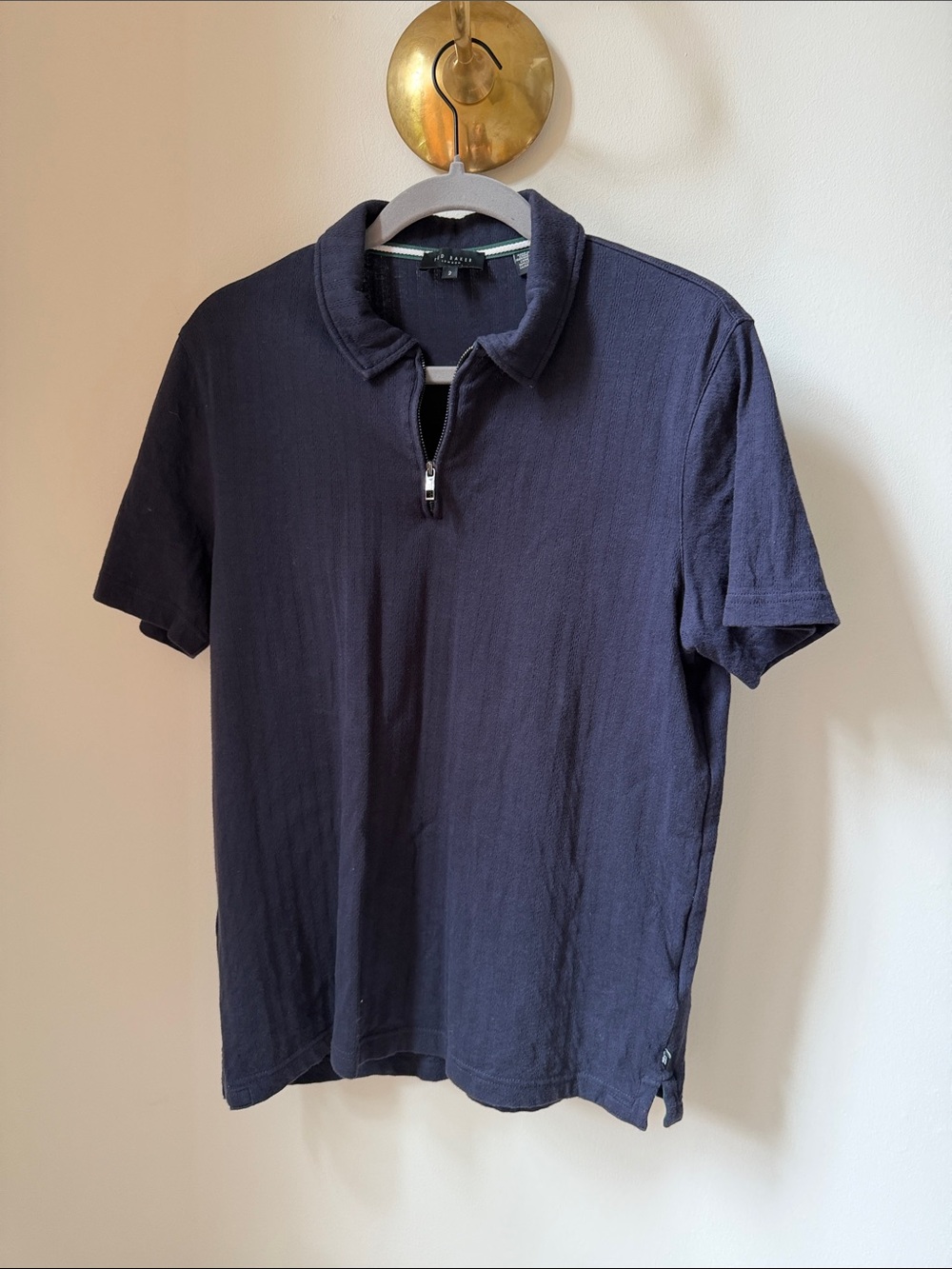 Ted Baker Navy Short-Sleeve Zip Polo